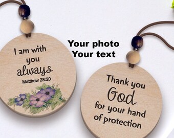 Christian Car Charm, Baptism Gift, Scripture Decor