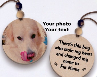 Personalized Dog Photo Car Charm, Fur Mama Gift