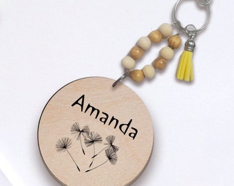 Personalized Wood Name Keychain: Custom Engraved Charm, Backpack Tag