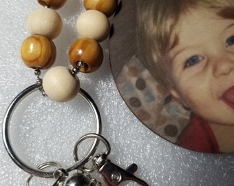 Personalized Photo Keychain, Custom Wood Picture Keepsake