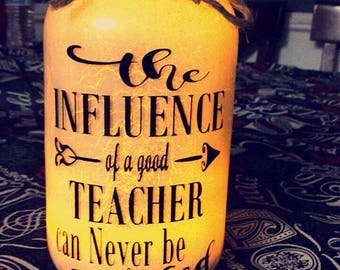 Teacher gift mason jar tea light candle holder