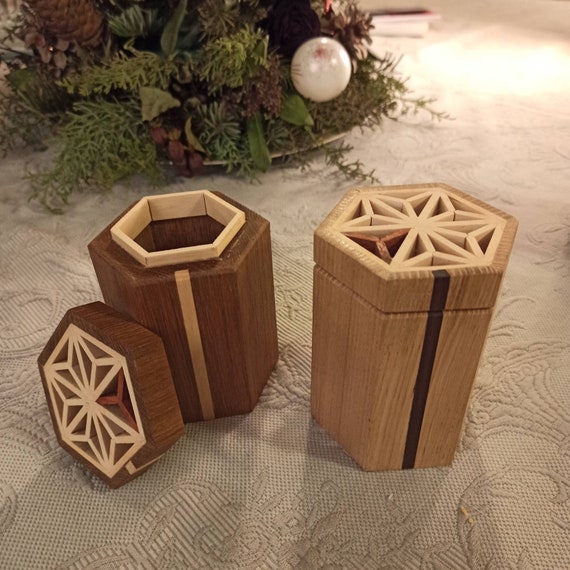 Kumiko Tea Boxes in Recovery Wood Kitchen & Dining Jars & Containers