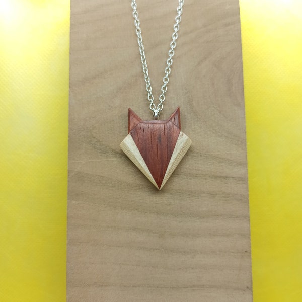 Pendentif Renard géométrique en bois