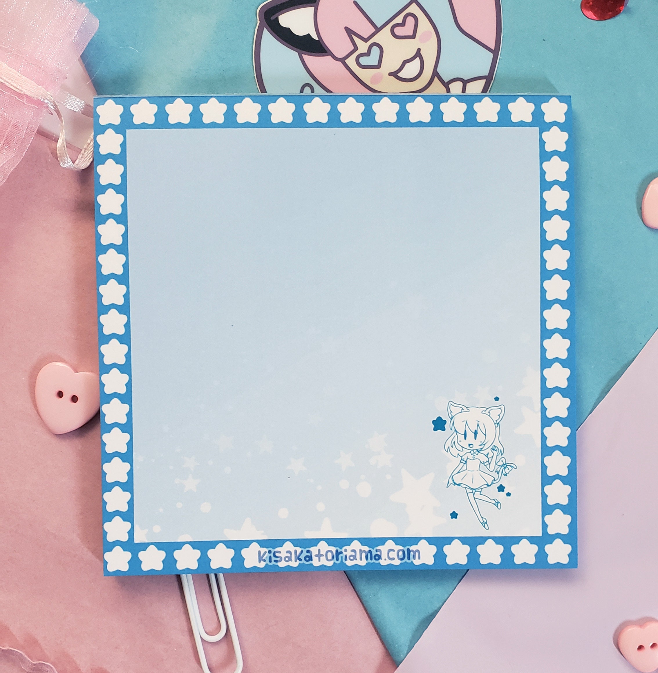 Kisaka Blue 5x5 Memo Pad Original Cute Anime Notepad Etsy