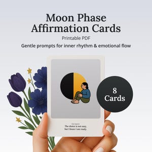 Mondphasen Affirmationskarten - 8-seitiges druckbares PDF, Journal, Meditation, spirituell, Energie, Glück