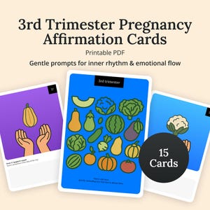 Schede di affermazione per la gravidanza nel terzo trimestre - PDF stampabile di 15 pagine, diario, meditazione, memoria, cura di sé, regalo per la futura mamma
