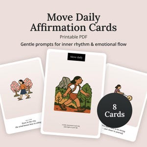 Schede di affermazione quotidiana per il movimento - PDF stampabile di 8 pagine, diario, meditazione, benessere, salute, cura di sé