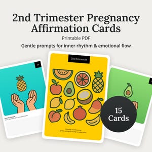 2nd Trimester Pregnancy Affirmation Cards – 15-Page Printable PDF, Journal, Meditation, Memory, Self Care, Gift for Mom-to-Be