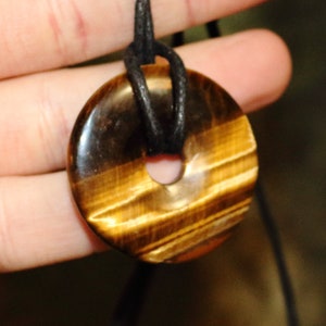 Tiger Eye Pi Stone, Tigers Eye Pi Stone with adjustable cord