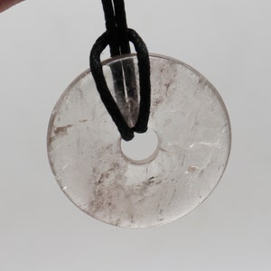 Smoky Quartz Pi Stone, Natural Smoky Quartz Pi Stone with adjustable cord