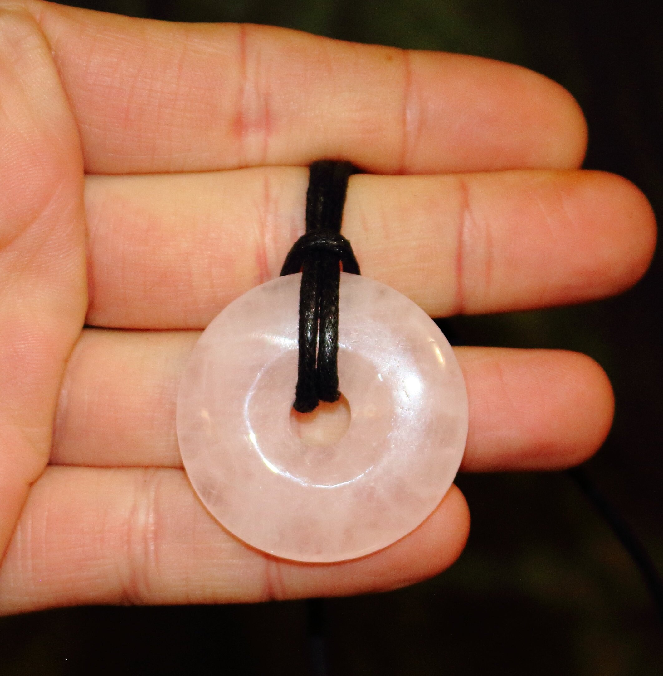 Rose Quartz Pi Stone, Rose Quartz Pi Stone with adjustable cord