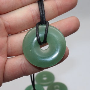 Green Aventurine Pi Stone, Aventurine Pi Stone with adjustable cord