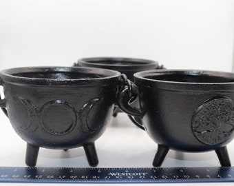 Cast Iron Cauldron, Tree of Life, Pentacle or Plain Cauldrons