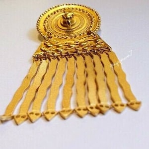 Pre - Columbian Golden Bird Snake Disc Brooch Pin Made in Peru Inca Art Vintage