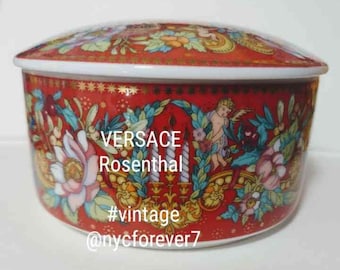 VERSACE Christmas Le Reve de Noel Putti Cherubs Floral Trinket Jewelry Box Rosenthal