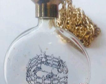 Unicorn Rests in Garden Flacon Glass Perfume Pendant Necklace 30 inch chain