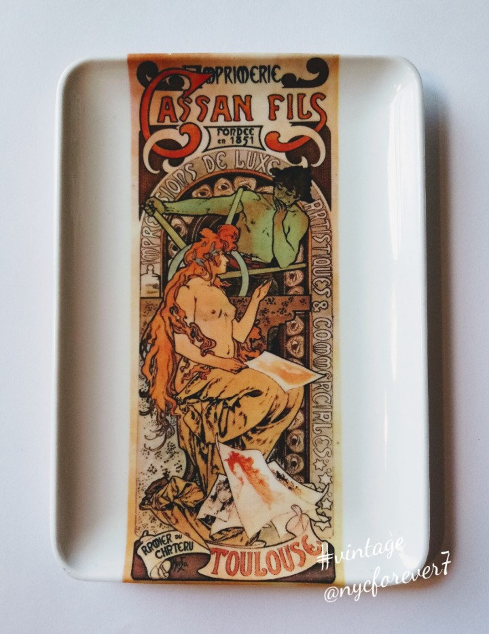 Alphonse Mucha w/ Eye Border Art Nouveau Cassan Fils Melamine Etsy