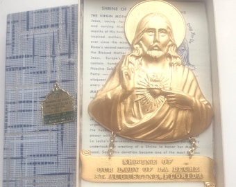 Sacred Heart of Jesus Golden Wall Plaque Shrine of Our Lady of La Leche St. Augustine