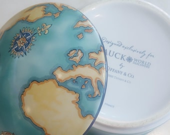 Tiffany & Co Porcelain Tauck World Discovery Map Exclusively Designed Trinket Jewelry Box France 2000 Tiffany Blue Jetsetter Travel