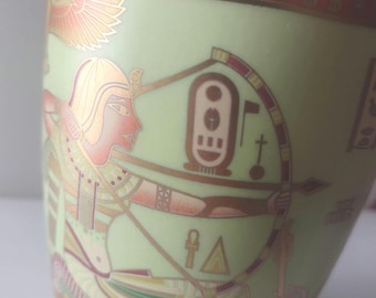 Egyptian Royal Archer Mug Fathy Mahmoud Egypt Coffee Tea Green Golden Vintage