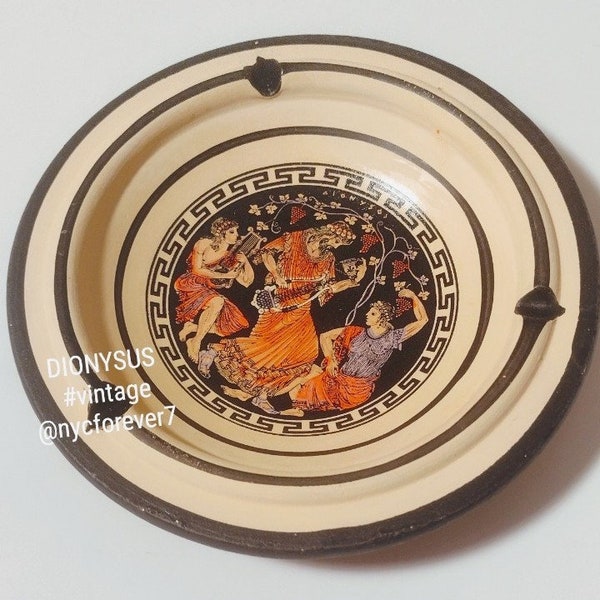 Dionysus and Maenads Ancient Greek Fertility Pleasure Immortality Wine God Hand Painted Art Ashtray Myth Greece