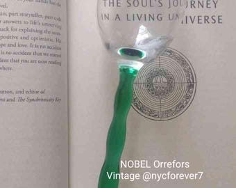 NOBEL Orrefors Wine Glass Green Stem Kongl Carolinska Medico Chirurgiska