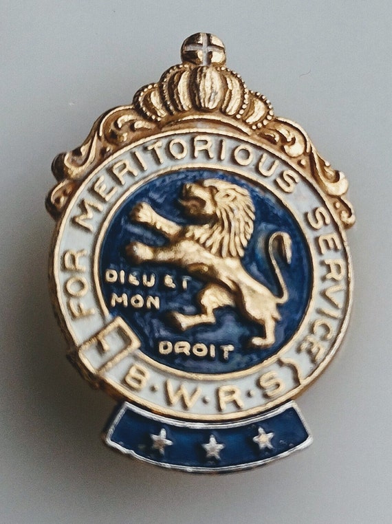 WWII War Relief Society Dieu Et Mon Droit Enamel Pin … - Gem