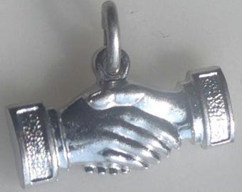 Handshake Sterling Silver Charm Pendant Trust Friendship Signed Wells Ster