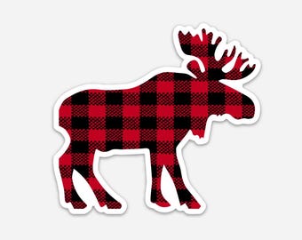 Plaid Moose Sticker