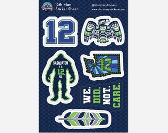 Seahawks 12th Man Sticker Sheet V2