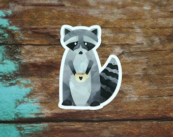 Raccoon Drinking Coffee Sticker