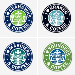 Buy 3 Get 1 Free - Seattle Sports & Coffee Stickers