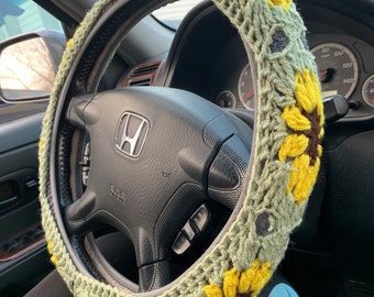 Sunflower Steering Wheel Cover Crochet PATTERN ONLY | Digital Pattern