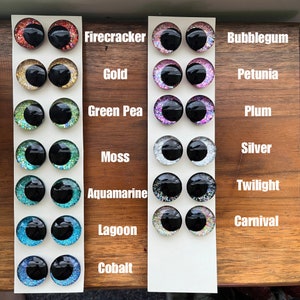 Handpainted Safety Eyes | Cartoon Kawaii Eyes | Glitter Eyes | Single Pair with Backings | Choose 30mm or 25mm | Multiple Colors