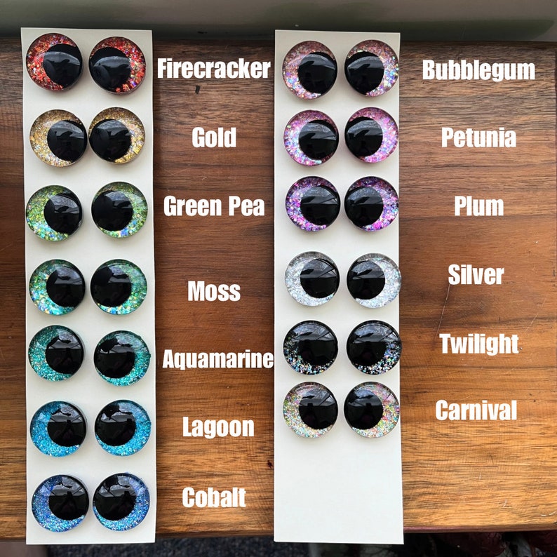 hand painted safety eyes 25mm and 30mm
glitter eyes red gold blue green pink black kawaii eyes