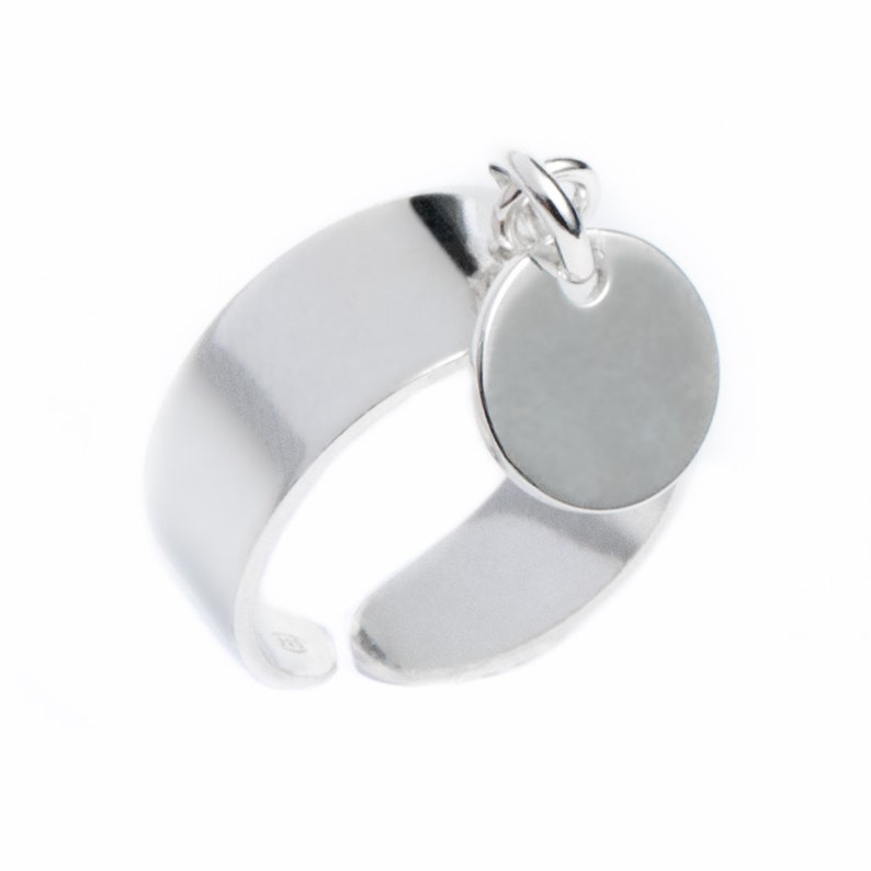 Bague médaille argent massif, bague pampille 10mm, bague femme argent image 1