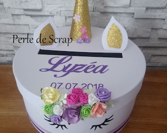 Urne  thème Licorne  pour Baptême ou Anniversaire