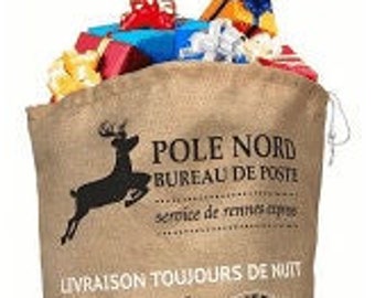 Hotte de noël personnalisé ( grand format ) , 2 couleurs aux choix