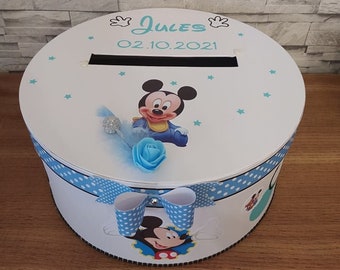 Urne thème Mickey pour Baptême ou Anniversaire