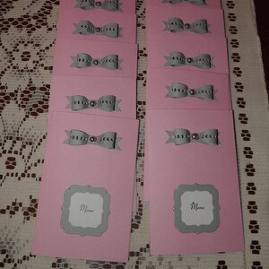 Menu , noeud , carte double pour mariage , baptême , communion