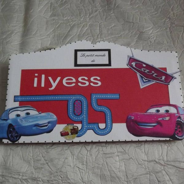 Plaque de porte enfant  personnalisé , déco de chambre Cars ( version 2)