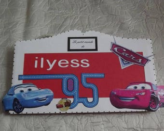 Plaque de porte enfant  personnalisé , déco de chambre Cars ( version 2)