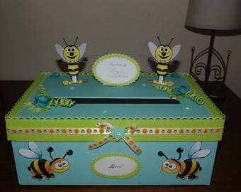 Urne thème Abeilles pour Baptême ou anniversaire enfant