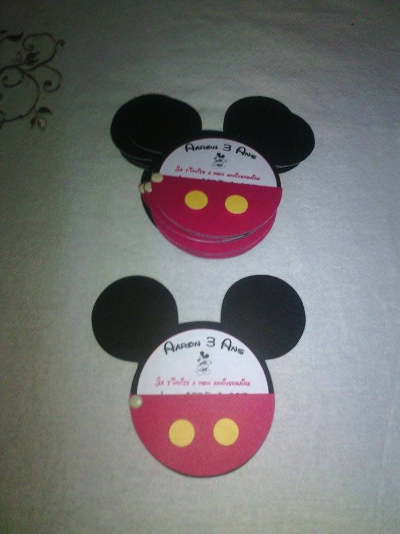 Faire part rond thème mickey pour baptême ou anniversaire image 1