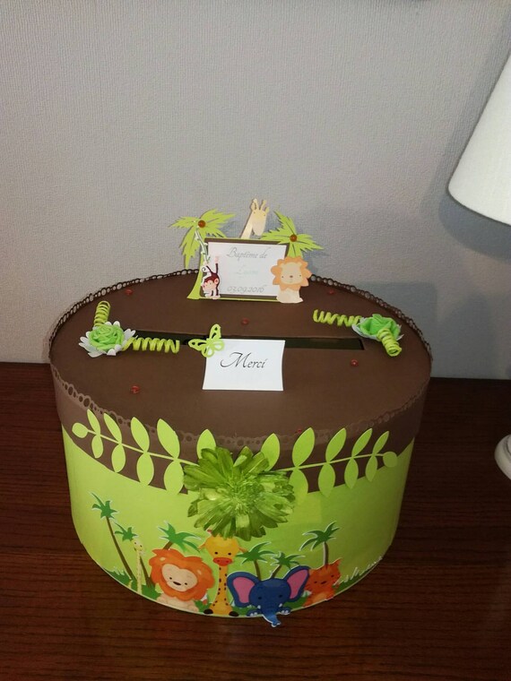 Urne Theme Animaux De La Jungle Pour Bapteme Ou Anniversaire Etsy Urne Theme Animaux De La Jungle Pour Bapteme Ou Anniversaire Etsy