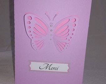 Cartes de remerciements mariage ou baptême thème papillon