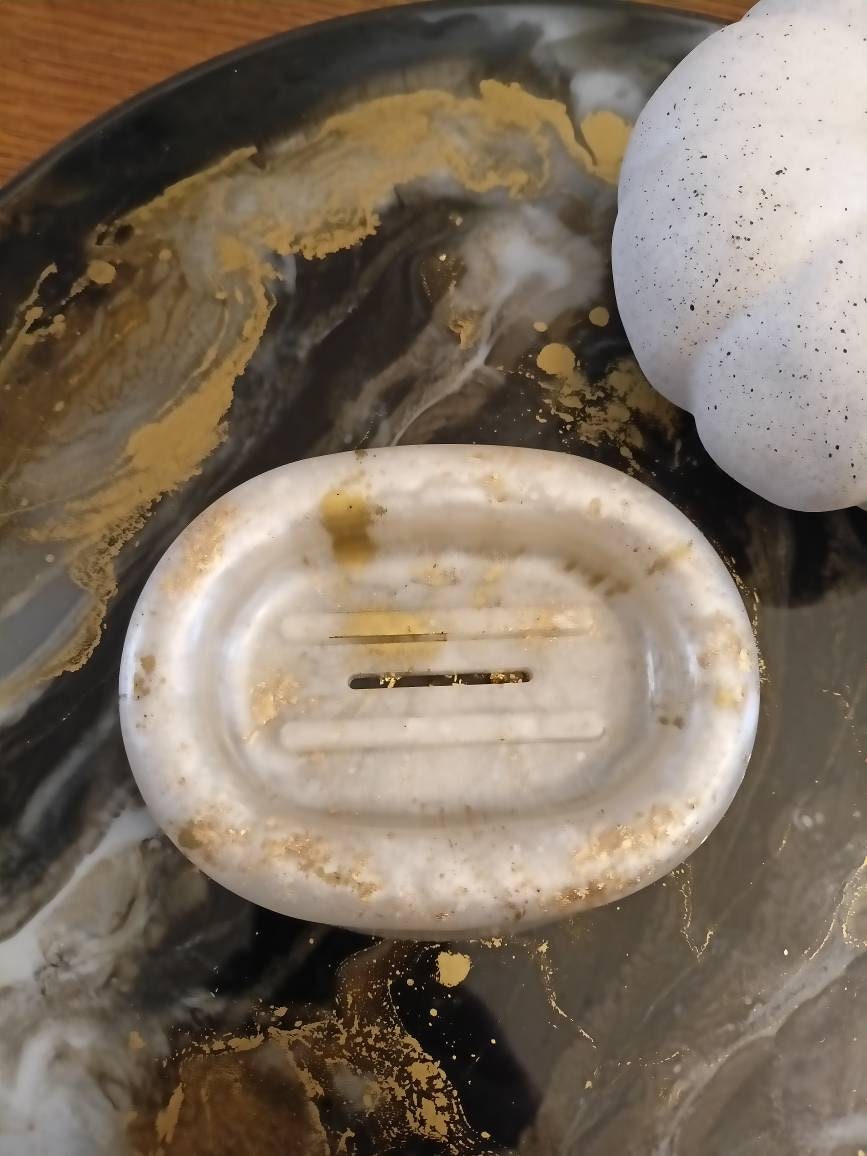 Porte Savon Blanc et Or