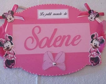 Plaque de porte enfant  personnalisé , déco de chambre Minnie