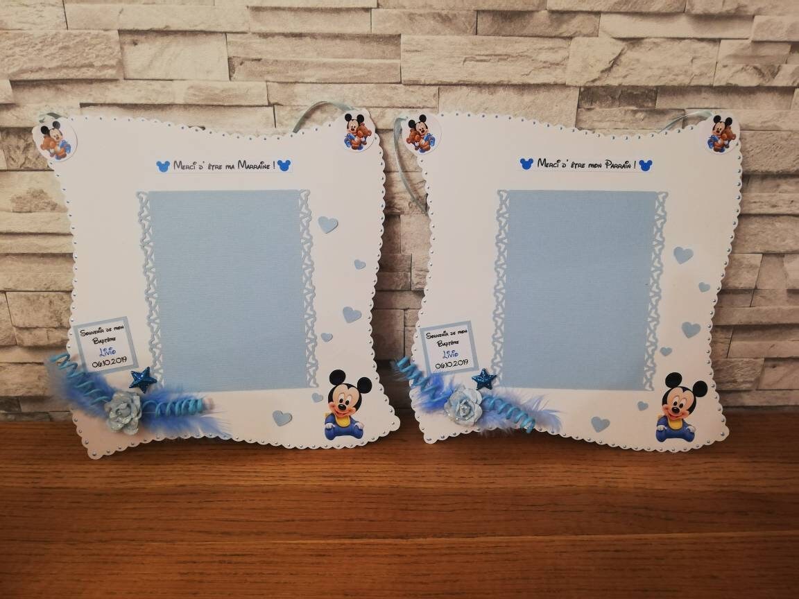Cadres Pour Parrain & Marraine Mickey Baby , Cadeau Baptême