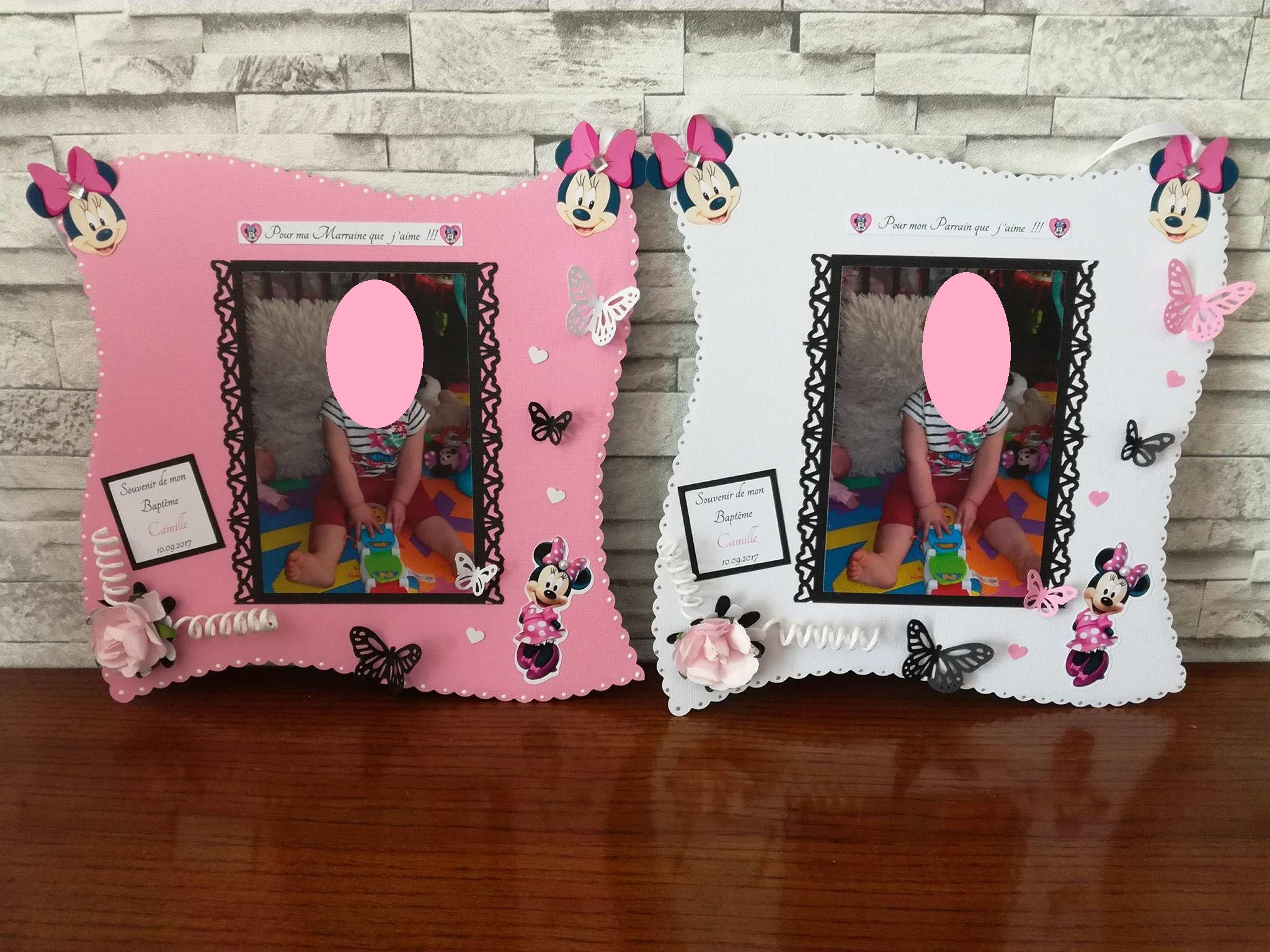 Cadres Pour Parrain & Marraine Minnie , Cadeau Baptême
